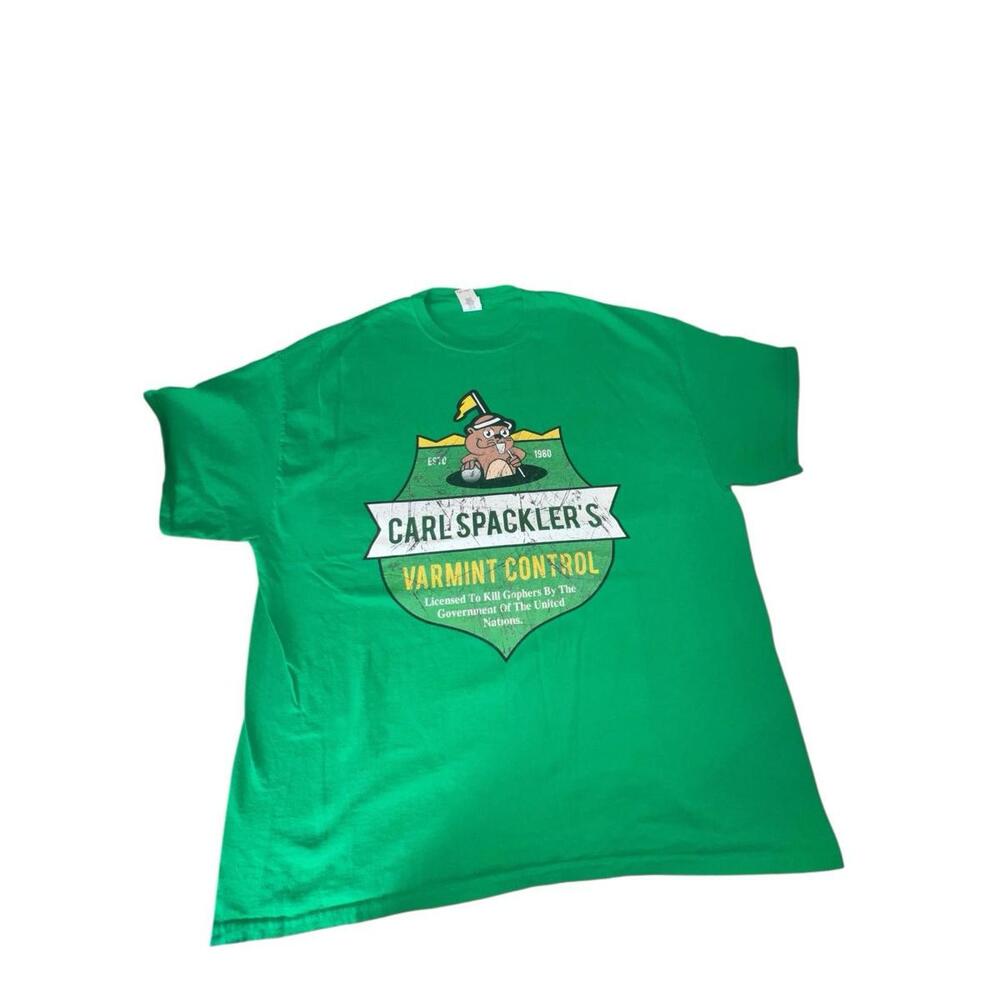 Gildan Carl Spackler’s Varmint Control Caddyshack Graphic Tee Green Men’s 2XL